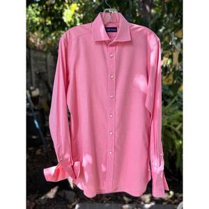 Ralph Lauren Purple Label Pink Red Cotton Spread Collar LS French Cuff Size 14.5